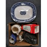 A large Victorian meat plate and other ceramic items.