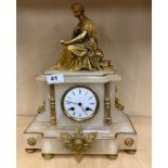 A 19th C French ormolu mounted mantel clock with striking movement, H. 38cm. Appears to be in