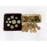 A Festival of Britain commerative coin set 1951 and further coins.