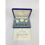 A cased 1974 set of sterling silver Belize proof coins.