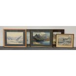 E. Grieg Hall, a group of five framed watercolours, largest frame size 56 x 66cm.