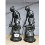 Two bronze figurines, H. 26cm.