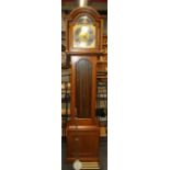 An oak cased chiming long case clock, H. 184cm.