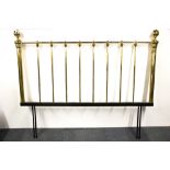 A reproduction king size brass bed head, W. 153cm.