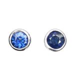 A pair of 925 silver sapphire set stud earrings, Dia. 0.6cm.