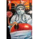 O Yemi Tubi (MOYAT). "The Big Apple SOS", oil on canvas, 30 x 20inches. “If my people, which are