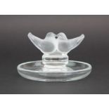 A boxed Lalique love birds ring stand.