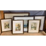 A group of six good framed watercolours, largest 37 x 50cm.