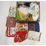 A quantity of vintage lady's scarves and handkerchiefs.