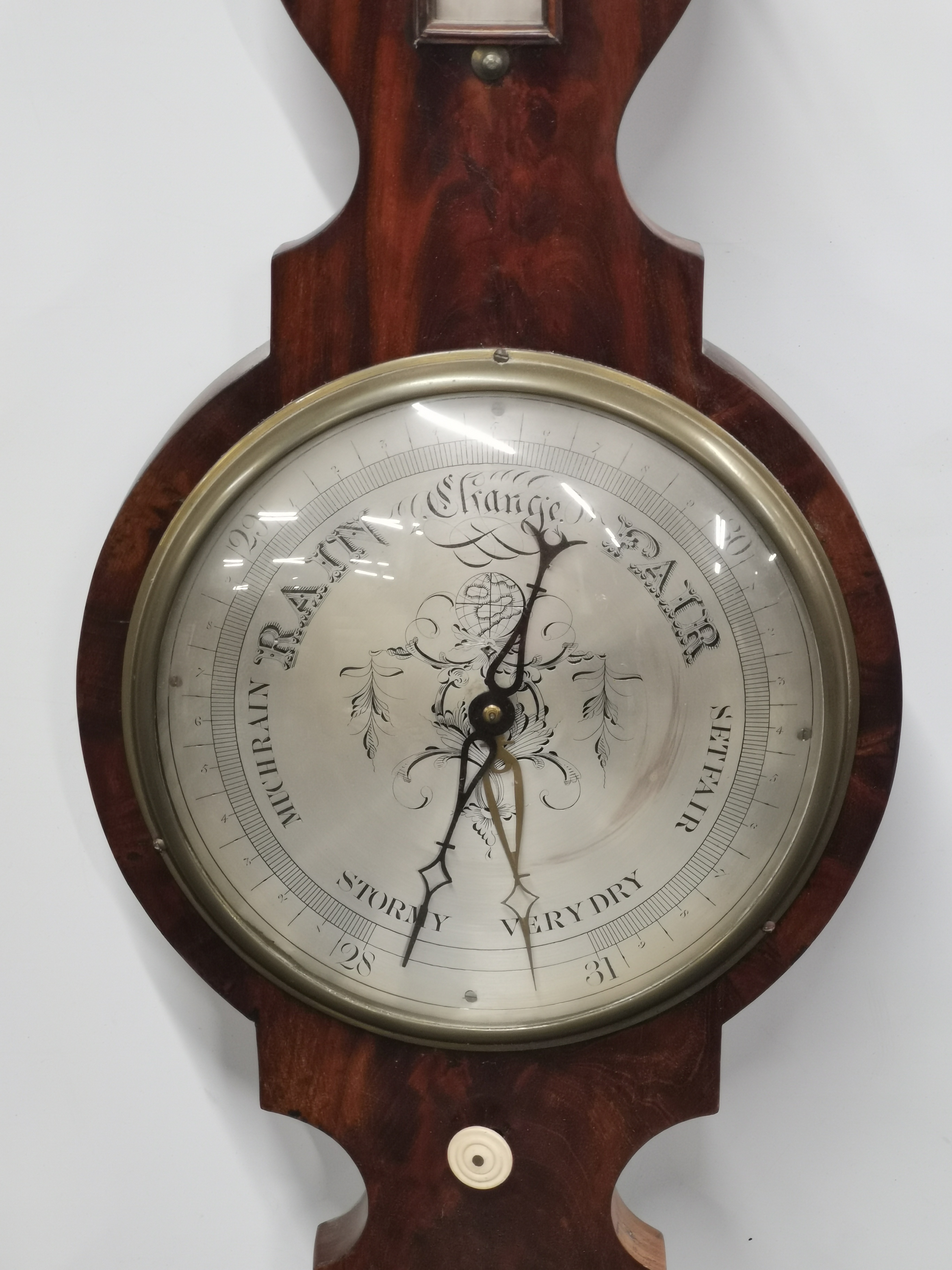 A Georgian mahogany veneered mercury barometer by T.Hudson, (not working) L. 105cm, together with an - Image 3 of 3