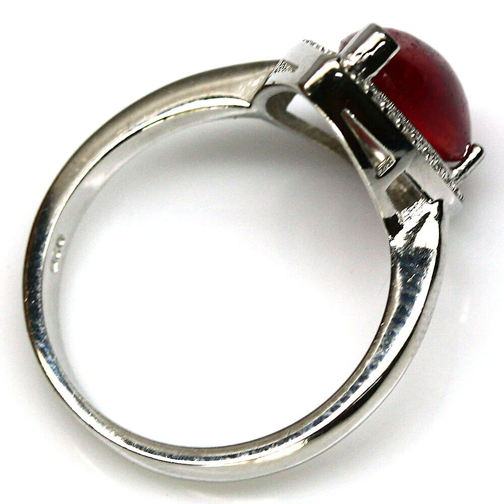 A 925 silver ring set with pear cabochon cut ruby and white stones, (O). - Image 2 of 2