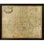 A framed early Robert Morden map of Hertfordshire, frame size 50 x 42cm.