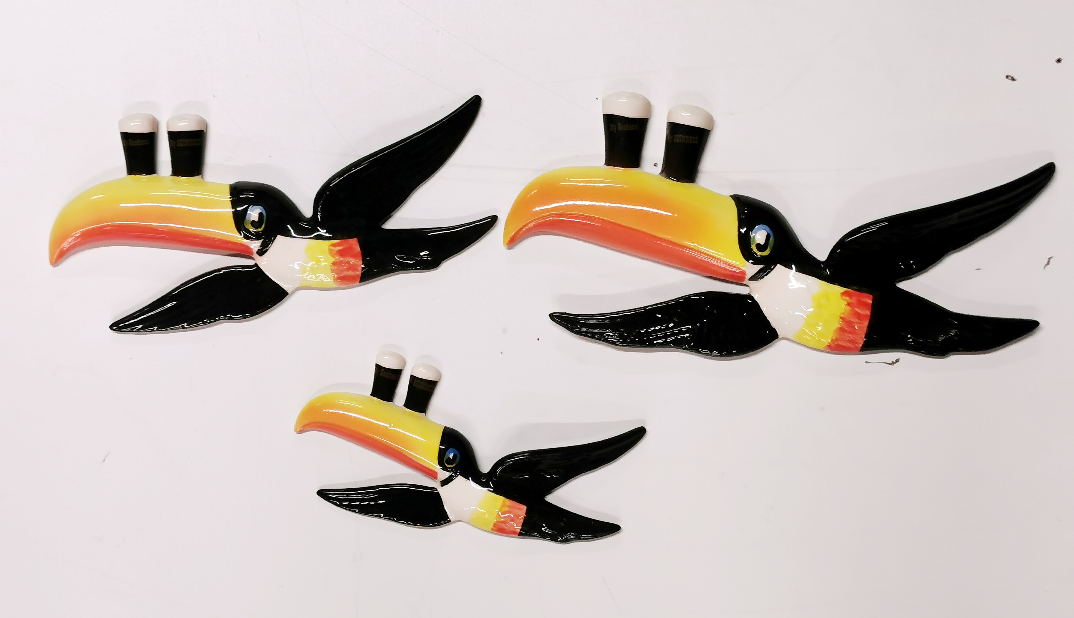 A set of three Carltonware Guinness advertising flying toucans and a Guinness bar light. - Image 2 of 2