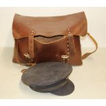 Railway interest: A vintage British rail leather bag and cap.