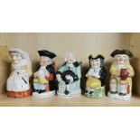 A group of early 19th C Staffordshire character jugs, tallest H. 25cm