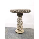 A vintage concrete bird bath, Dia. 61cm, H. 72cm.