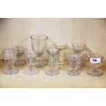 A group of eight 19th C. 'Penny lick' glasses and a further glass.