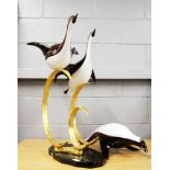 A superb large 1980's Murano glass and gilt bronze bird sculpture by Zanetti, overall H. 74cm. One