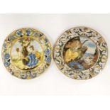 Two large 19th / early 20th C Italian majolica wall plates, Dia. 39.5cm.
