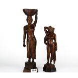 Two carved Indian hardwood figures, tallest. 39cm.