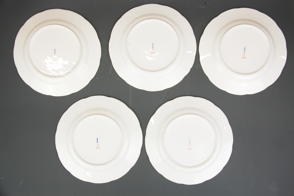 Five KPM Dresden hand painted porcelain plates (two A/F), Dia. 21.5cm. - Bild 2 aus 4