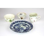 Two 19th C Chinese hand painted porcelain tea bowls together with a small hand painted porcelain