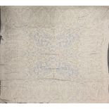A large silk and wool grey paisley pattern shawl/throw, 275 x 325cm.