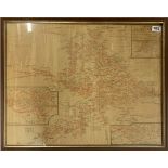Railway interest: A framed Emery Walker Ltd map of The Great Western Railway, frame size 52 x 66cm.