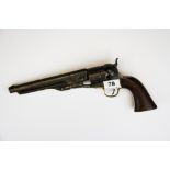 An 1860 pattern Colt army .44 calibre revolver, non matching numbers barrel and trigger 10123 for