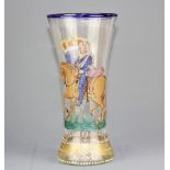A German blown beer glass with armorial decoration for Fredrickus III, H. 23cm.
