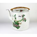An unusually large mid 20th C. Chinese hand painted porcelain teapot, H. 32cm.