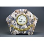 A marble and gilt decorated Art Deco clock, understood to be in working order, H. 64. W. 30.5cm.