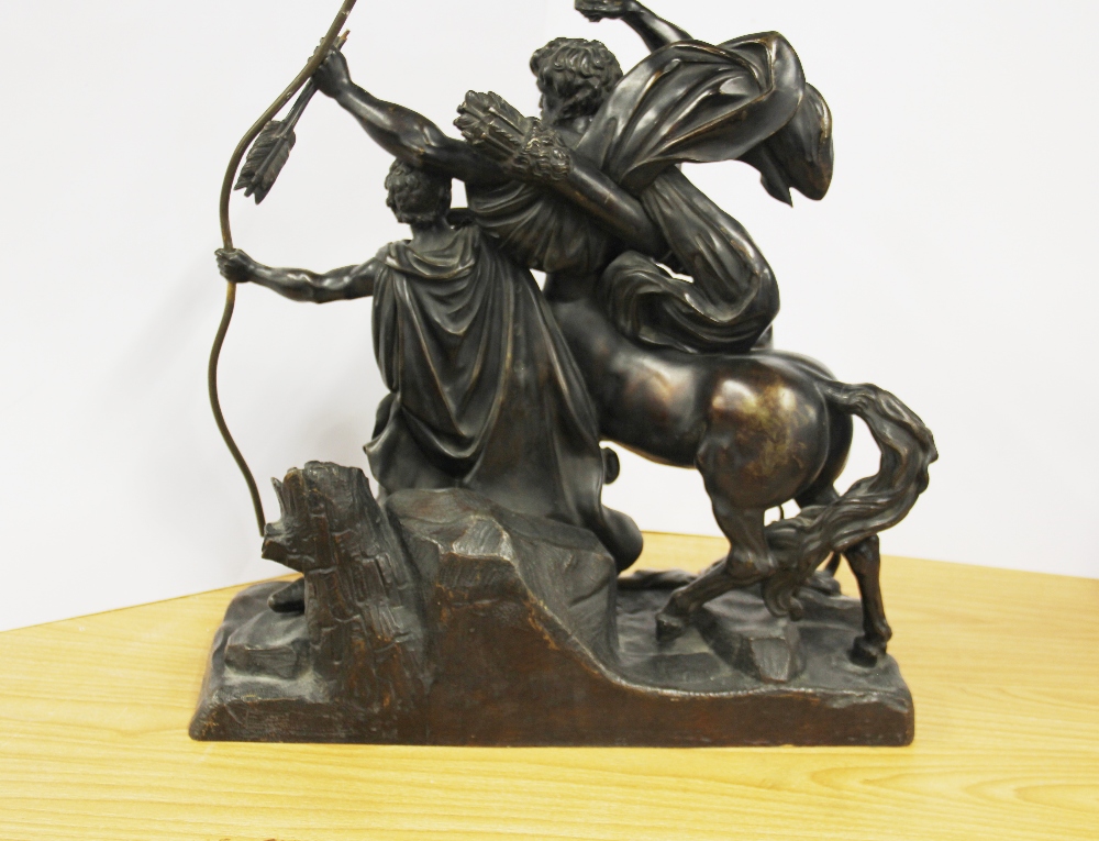 A large early 20th C. bronze figure of a Centaur with Apollo (A/F to arrow head), H. 44cm. - Image 3 of 3