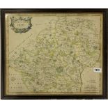 A framed early Robert Morden map of Hertfordshire, frame size 50 x 42cm.
