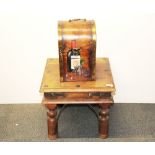 An Indian hardwood and metal side table, 45 x 45 x 40cm.