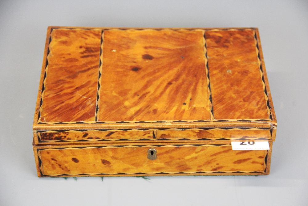 A 19th C tortoiseshell veneered lady's work box, 25 x 17.5 x 8cm.