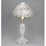 A cut crystal table lamp and shade, H. 42cm.
