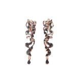 A pair of 925 silver rose gold gilt drop earrings set with pear cut sapphires and other semi