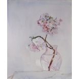 Larain Briggs, "Pink Blossom", unframed oil on canvas, 77 x 61cm, c. 2021. Pink blossom symbolises