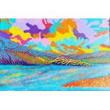 Lorraine Wiseman, "Lake Windermere", acrylic on canvas board, 72 x 50cm. UK shipping £35.