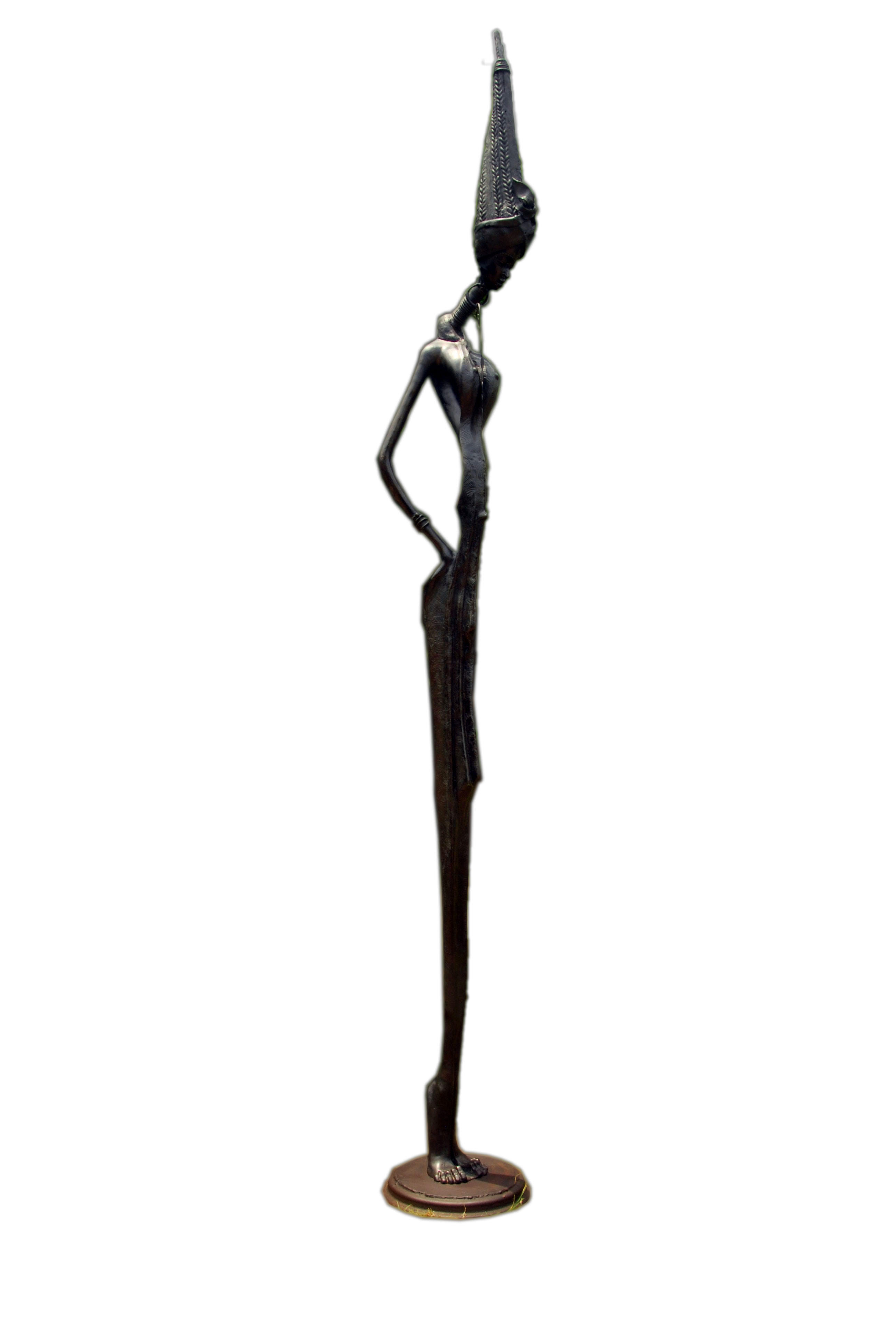 Dr. Njoku Kenneth, "Tall among equals", bronze sculpture, 325 x 42 x 31cm, 50kg, c. 2018. Presents a