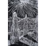 Lorraine Wiseman, "Ring of Brodgar", proof of print, hand printed landscape, 29 x 42cm. UK