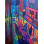 Lorraine Wiseman, "Streetlights", acrylic on canvas board, 30 x 40cm. UK shipping £35.