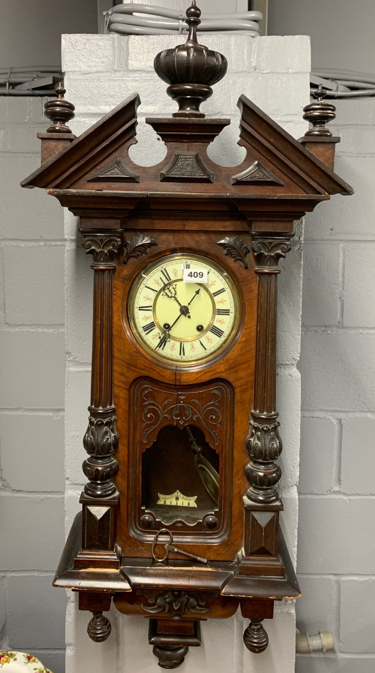 A 19th C mahogany Vienna style wall clock, H. 112cm.