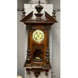 A 19th C mahogany Vienna style wall clock, H. 112cm.