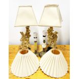 Two Oriental style table lamps and two further table lamps, H. with shade 48cm.