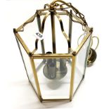 A gilt brass porch ceiling light, H. 36cm.