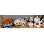A Mason's ironstone fruit bowl and other items.