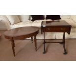 Two reproduction mahogany side tables.