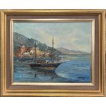 A gilt framed oil on canvas of a Mediterranean scene signed Lirtier, frame size 54 x 44cm.